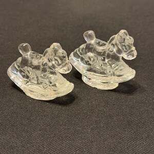 Vintage Biedermann Crystal Rocking Horses Birthday Candle Holders Cake Toppers